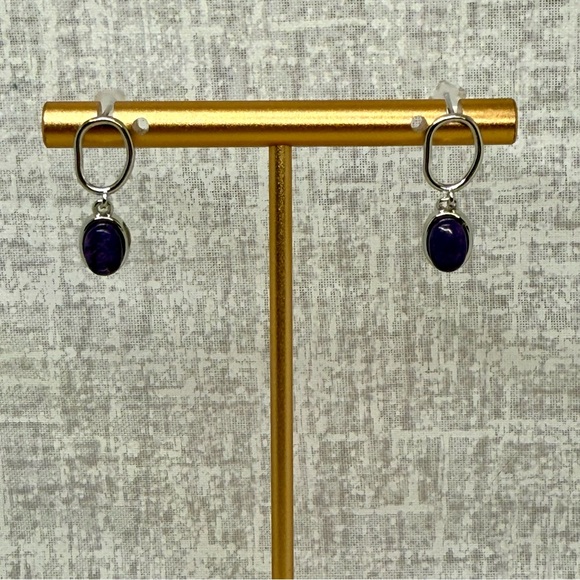 Jewelry - New Sterling Silver & Natural Charoite Dangle Earrings 💜